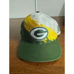 Vintage Green Bay Packers Hat Splash Mens One Size NFL Football Logo Athletic